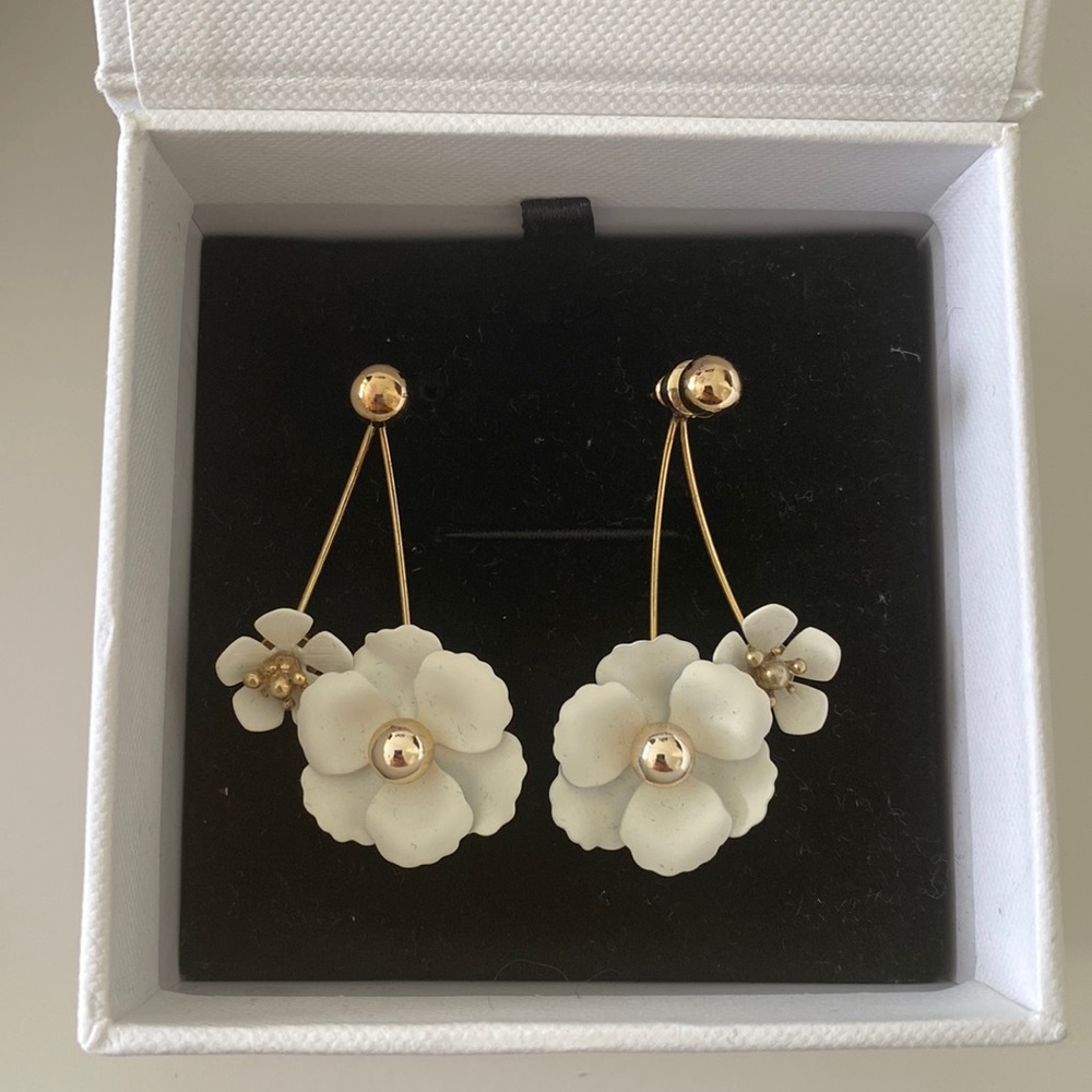 Anthropologie white flower earrings